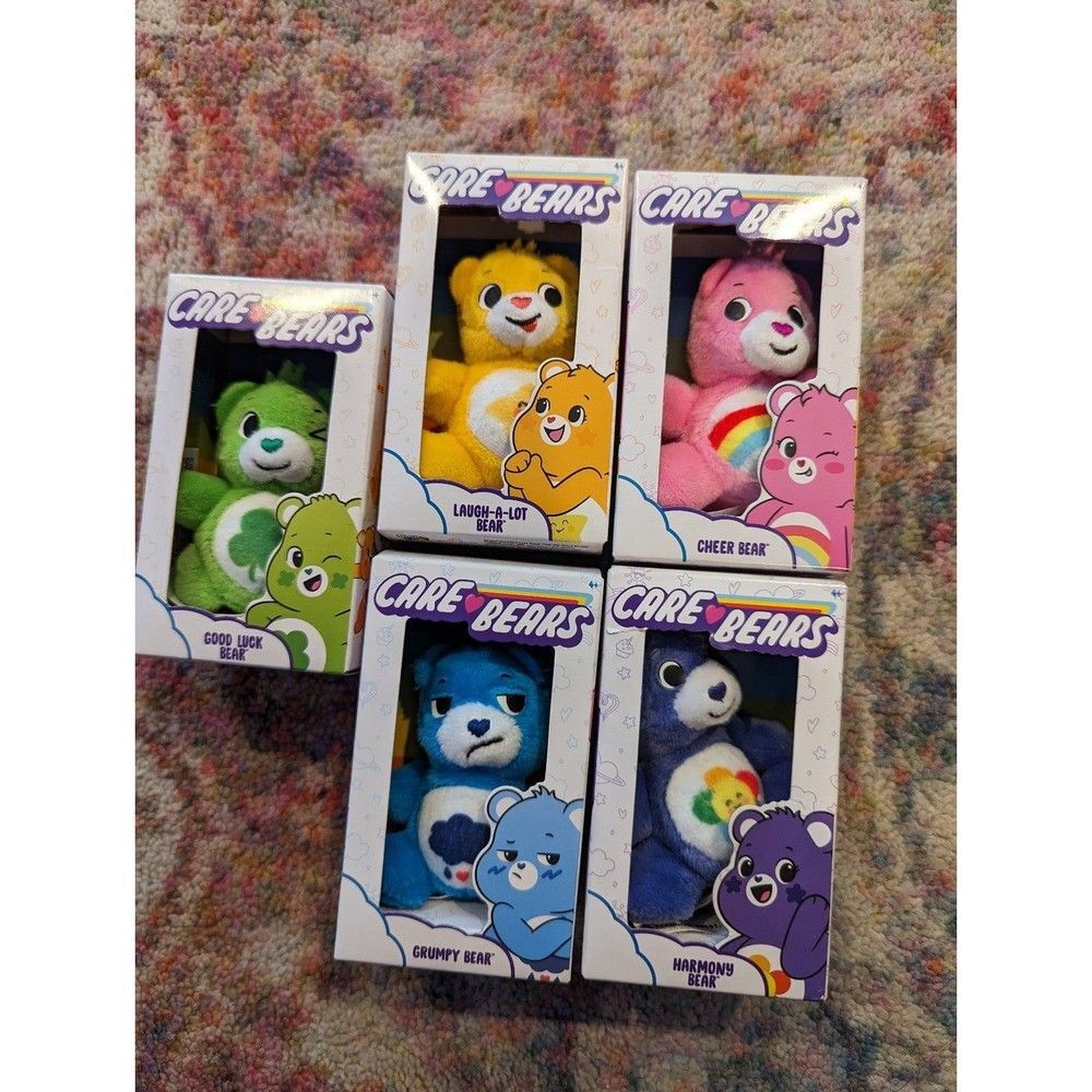 Care Bears set of miniature plush cheer harmony grumpy laugh a lot good luck